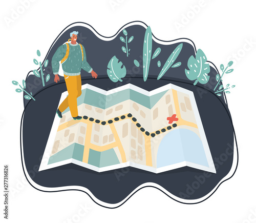 Traveler man using map.