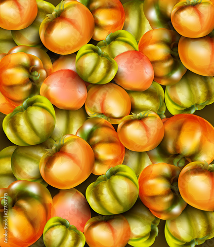 green tomatoes Vector watercolor. Grocery harvest fresh organic. poster stick...