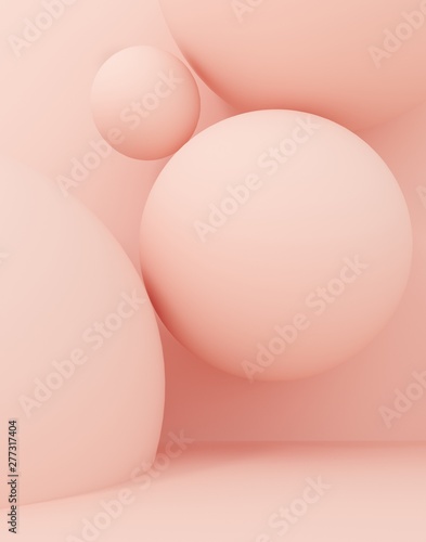 Group of balls, bubbles, on bright pastel background. Digital,trend, conceptual illustration for advertising products, products - wallpaper, cover, banner for decoration with copy space - 3D, render.