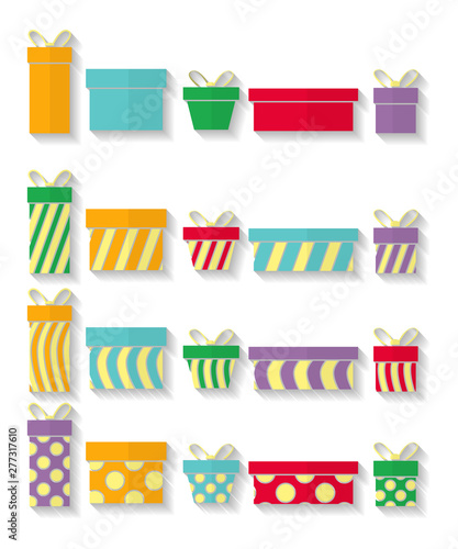 set of vector icons of gift boxes. 