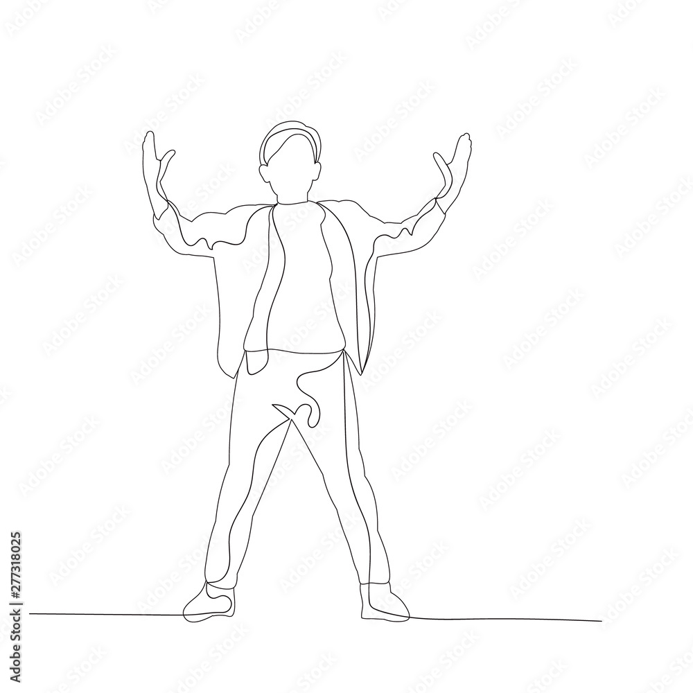 sketch with child lines, boy dancing sketch with child lines, boy dancing
