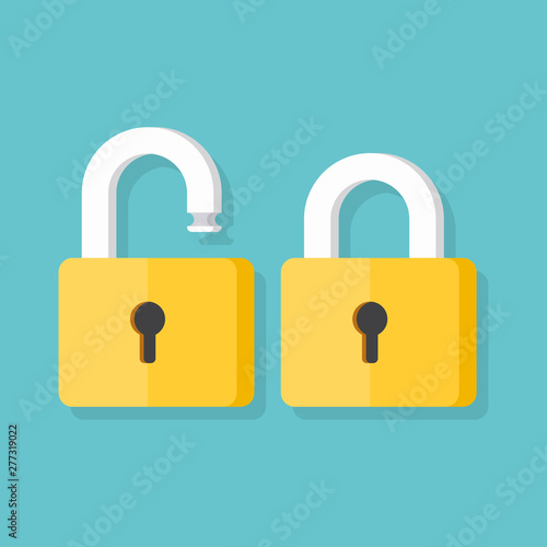 Lock open and lock closed vector icons photo
