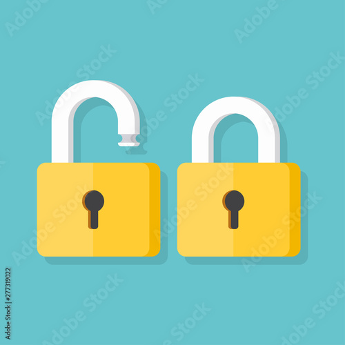 Lock open and lock closed vector icons