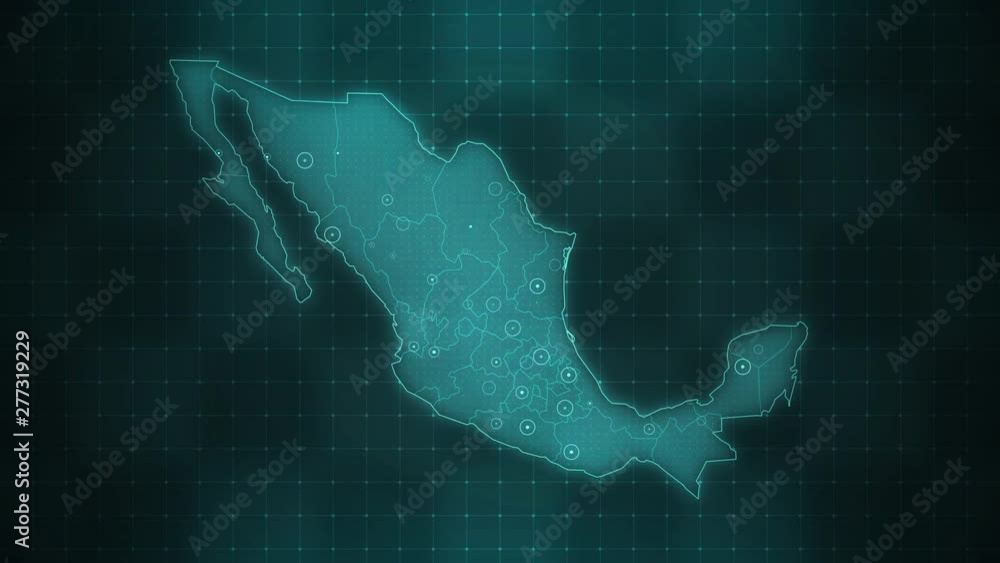 Digital map of Mexico. Map of Mexico. México mapa. Mapa de México. México.