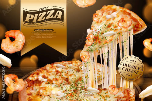 Stringy seafood pizza ads