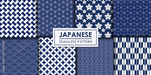 Fototapeta Japanese seamless pattern collection, Decorative wallpaper.