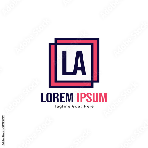 Initial LA logo template with modern frame. Minimalist LA letter logo vector illustration