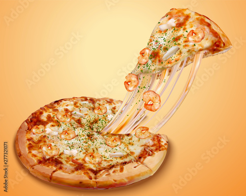 Stringy seafood pizza ads