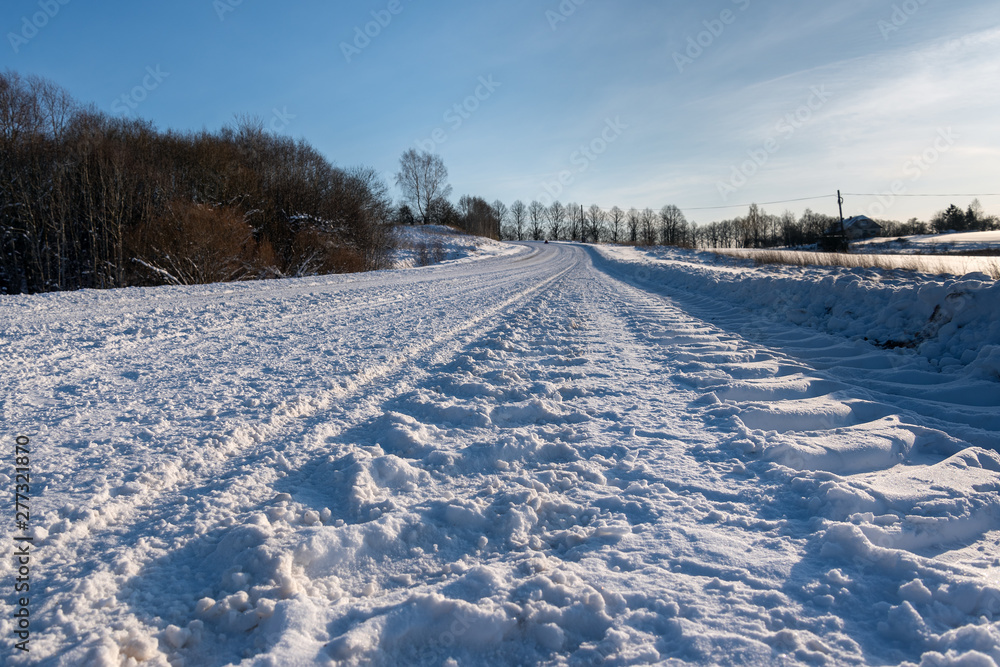 White and snowy field in winter. White and snowy field in winter.