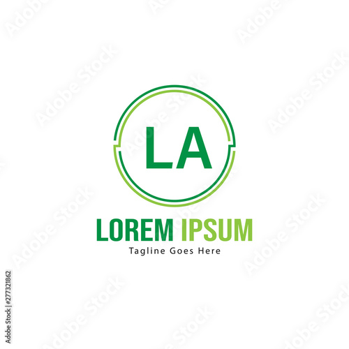 Initial LA logo template with modern frame. Minimalist LA letter logo vector illustration