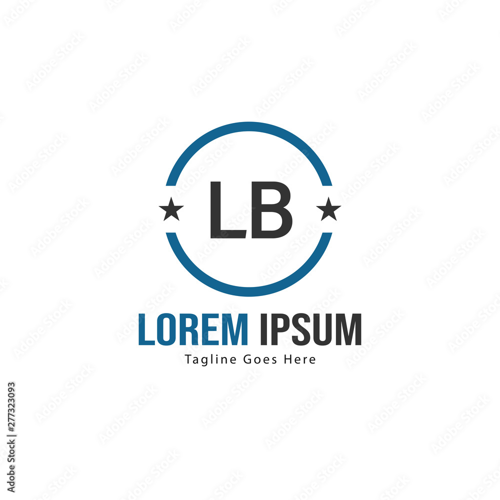 Initial LB logo template with modern frame. Minimalist LB letter logo vector illustration