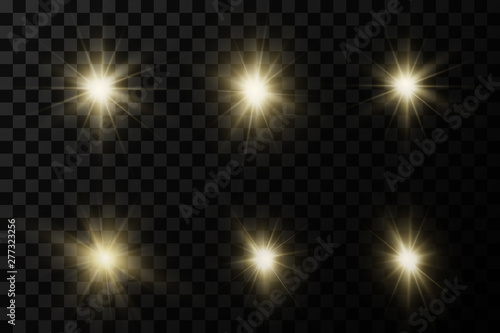 White glowing light explodes on a transparent background. with ray.  Transparent shining sun, bright flash.  Special lens flare light effect.