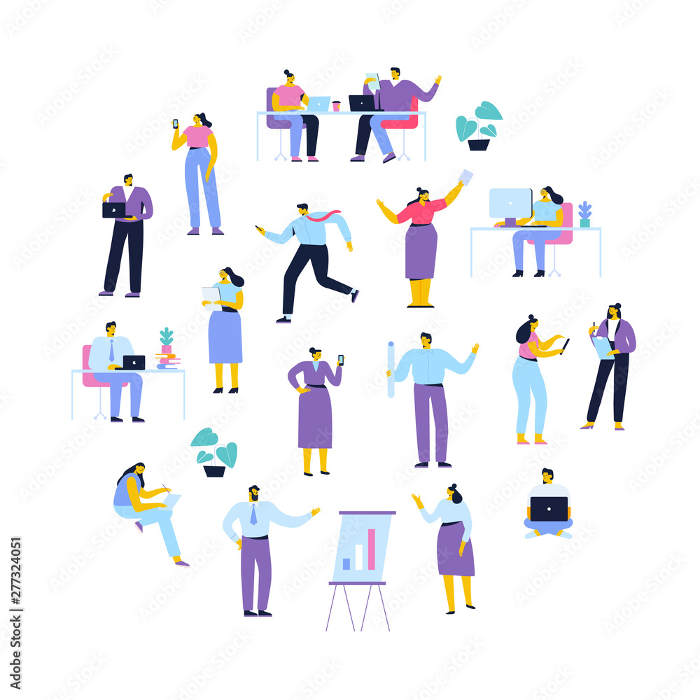 Business People vector set. Business team. Teamwork, brainstorming. Success. Men and women. Flat vector characters isolated on white. Business People vector set. Business team. Teamwork, brainstorming. Success. Men and women. Flat vector characters isolated on white.