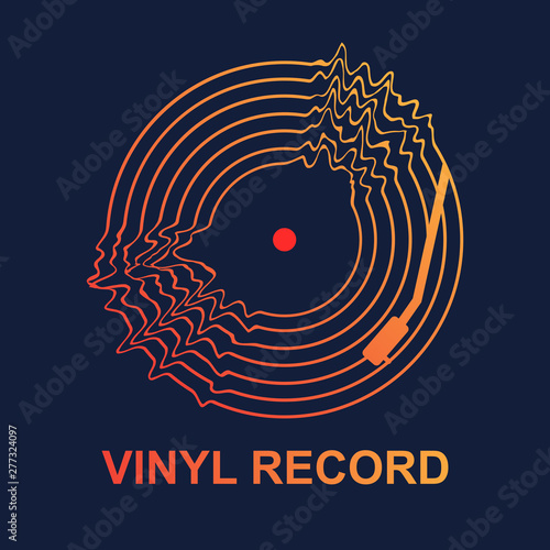 Abstract vinyl record wave music vector with dark  background graphic