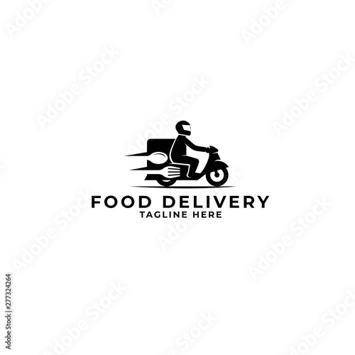 food delivery logo vector icon ilustration, food delivery motor logo vector icon ilustration