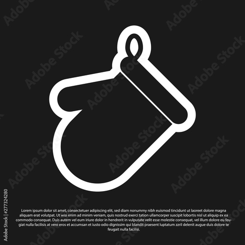Black Oven glove icon isolated on black background. Kitchen potholder sign. Cooking glove. Vector Illustration