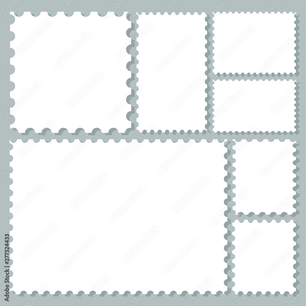 Postage stamps frames set for label, sticker, app, mockup post stamp and wallpaper.