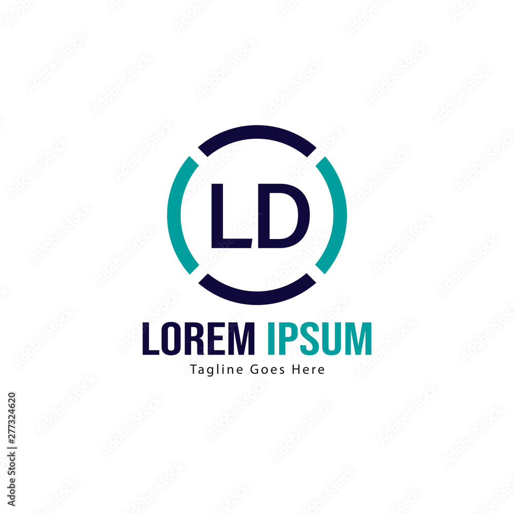 Initial LD logo template with modern frame. Minimalist LD letter logo vector illustration