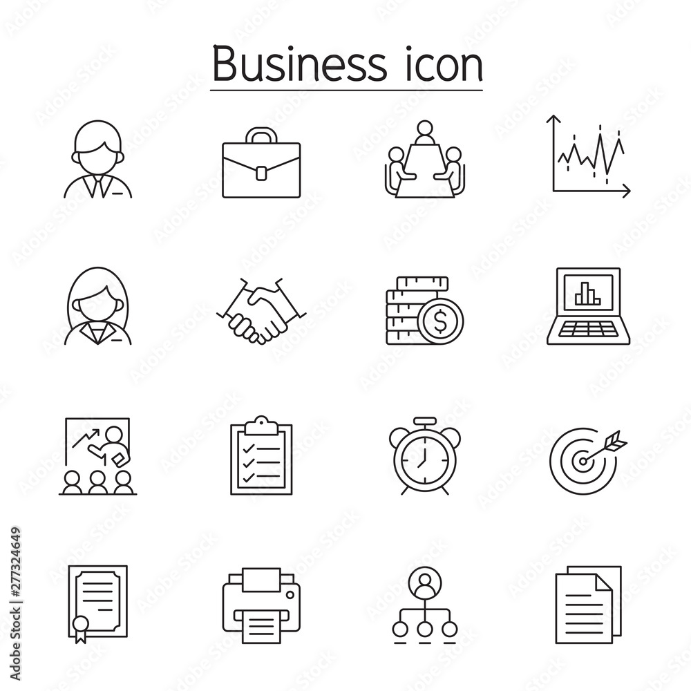 Business management icon set in thin line stye Business management icon set in thin line stye