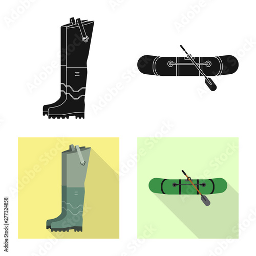 Vector design of fish and fishing icon. Set of fish and equipment vector icon for stock.