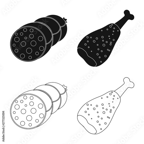 Isolated object of meat and ham sign. Set of meat and cooking vector icon for stock.