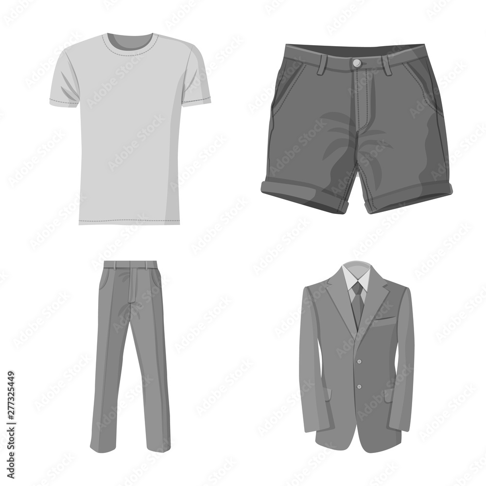 Isolated object of man and clothing icon. Collection of man and wear stock symbol for web. Isolated object of man and clothing icon. Collection of man and wear stock symbol for web.