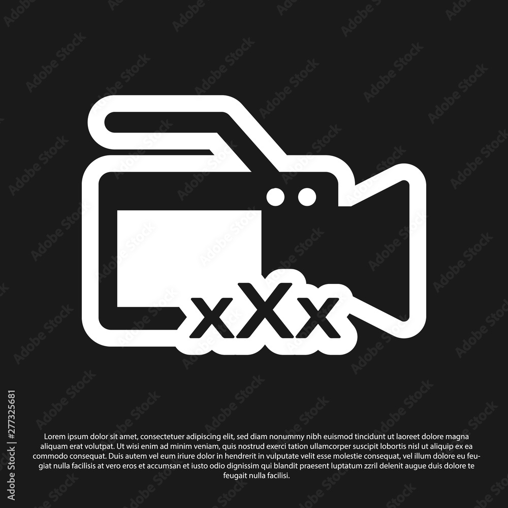 Vetor de Black Video camera with inscription XXX icon isolated on black  background. Age restriction symbol. 18 plus content sign. Adult channel.  Vector Illustration do Stock | Adobe Stock