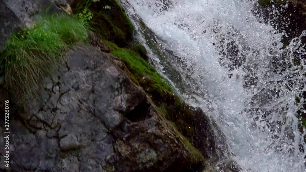 High waterfall in spring mountain High waterfall in spring mountain