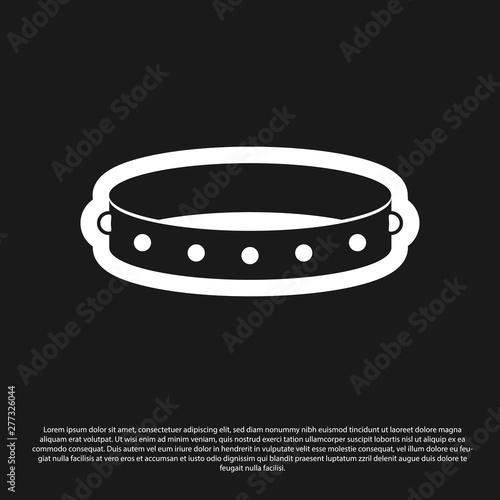 Black Leather fetish collar with metal spikes on surface icon isolated on black background. Fetish accessory. Sex toy for men and woman. Vector Illustration