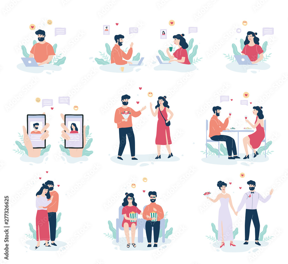 Online dating app concept. Virtual relationship and love