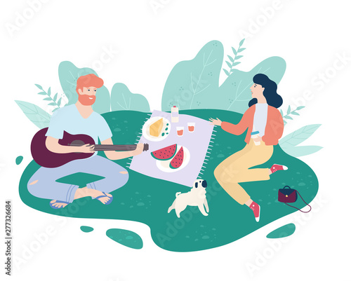 Family spend time outdoor on picnic
