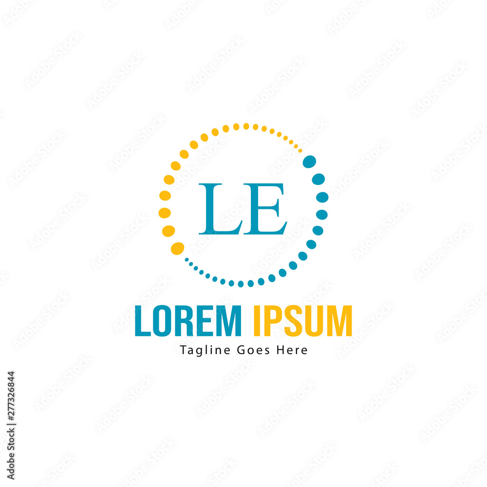 Initial LE logo template with modern frame. Minimalist LE letter logo vector illustration