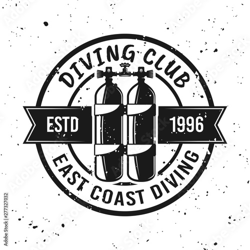 Scuba diving club vector monochrome emblem