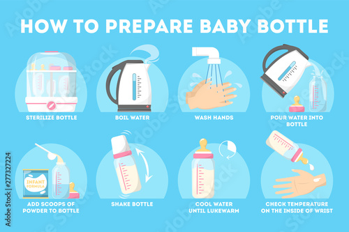 How to prepare baby bottle instruction for young mother