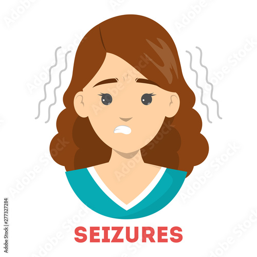 Woman suffering from seizures. Symptom of disease