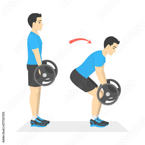 Man doing deadlift exercise with barbell. Athletic workout