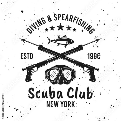 Scuba diving club and spearfishing vector emblem