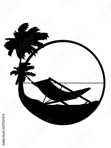 sonne palmen silhouette liegestuhl strandstuhl urlaub ferien strand meer  pool liegen entspannen schlafen sitzen stuhl bequem spaß clipart design  cool klappstuhl Stock Illustration | Adobe Stock