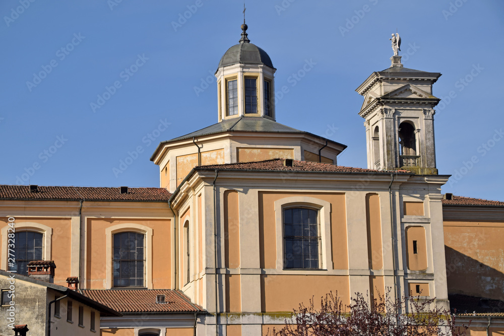 The side of the parish church of the town of Palazzolo - Italy