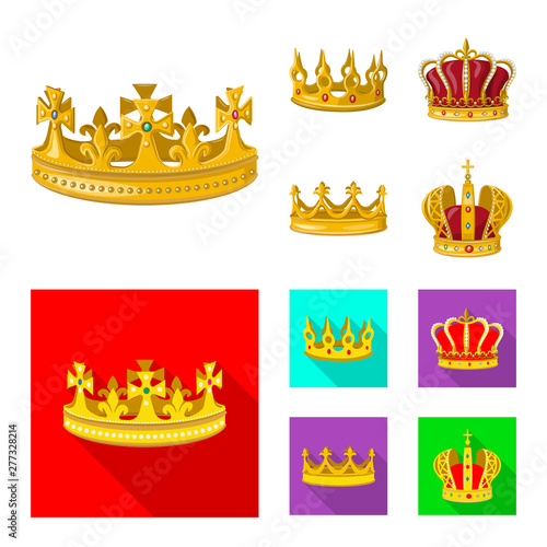 Vector illustration of medieval and nobility symbol. Set of medieval and monarchy vector icon for stock.