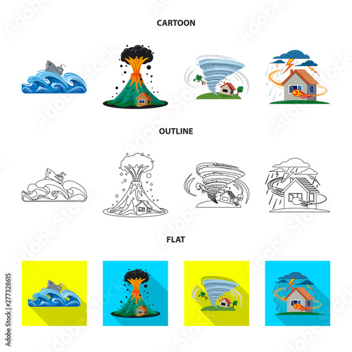 Vector illustration of natural and disaster symbol. Collection of natural and risk stock symbol for web.