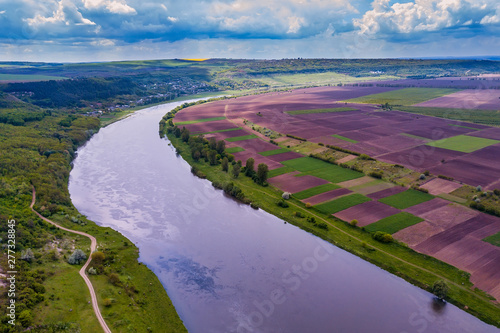 Wonders of Moldova, high altitude aerial shot of river Dniester photo