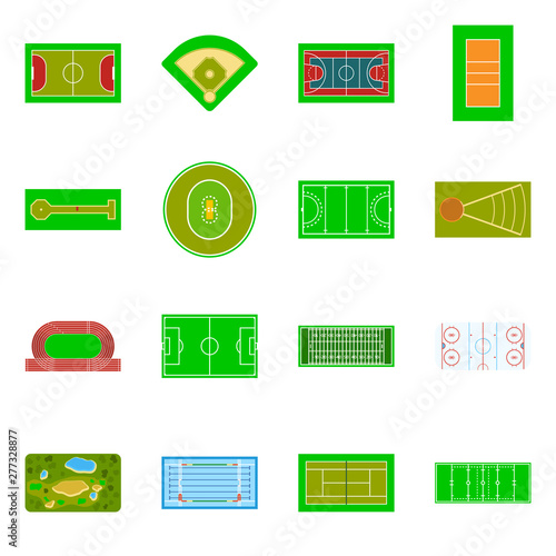 Vector illustration of field and arena symbol. Collection of field and sport vector icon for stock.