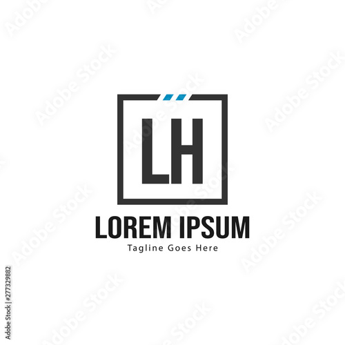 Initial LH logo template with modern frame. Minimalist LH letter logo vector illustration