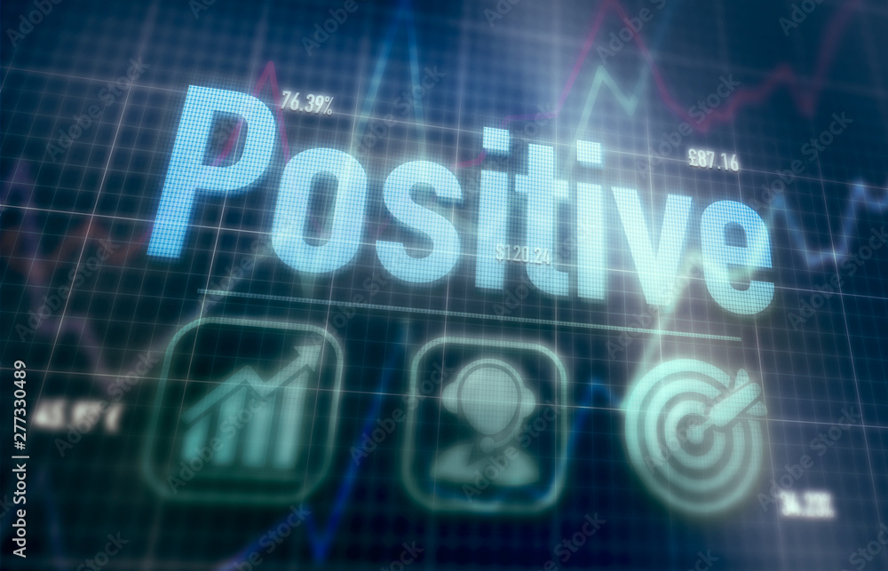 Positive concept on a blue dot matrix computer display. Positive concept on a blue dot matrix computer display.
