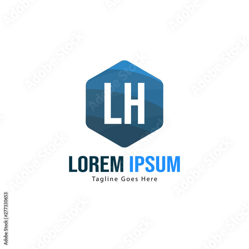 Initial LH logo template with modern frame. Minimalist LH letter logo vector illustration