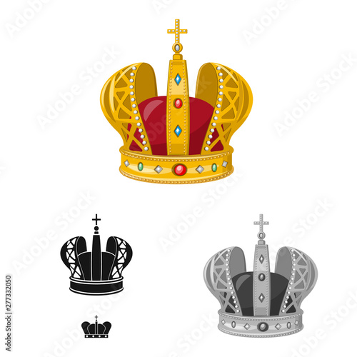 Vector illustration of medieval and nobility symbol. Set of medieval and monarchy stock vector illustration.