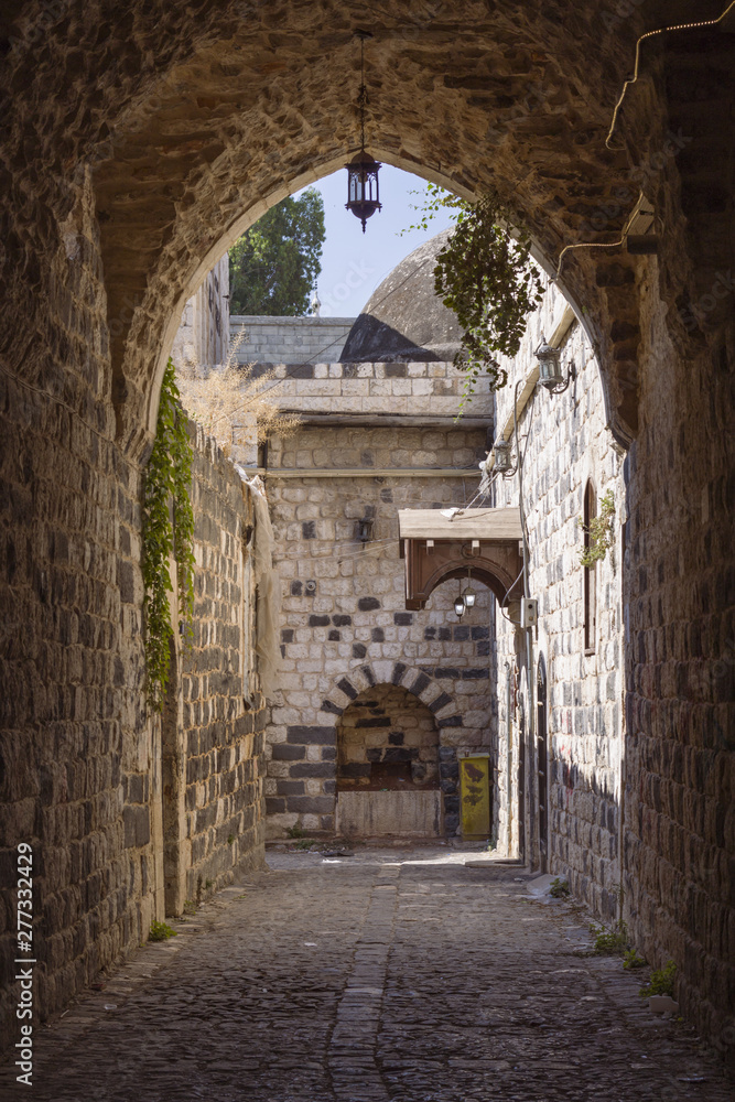 An old popular neighborhood in the city of Damascus in Syria