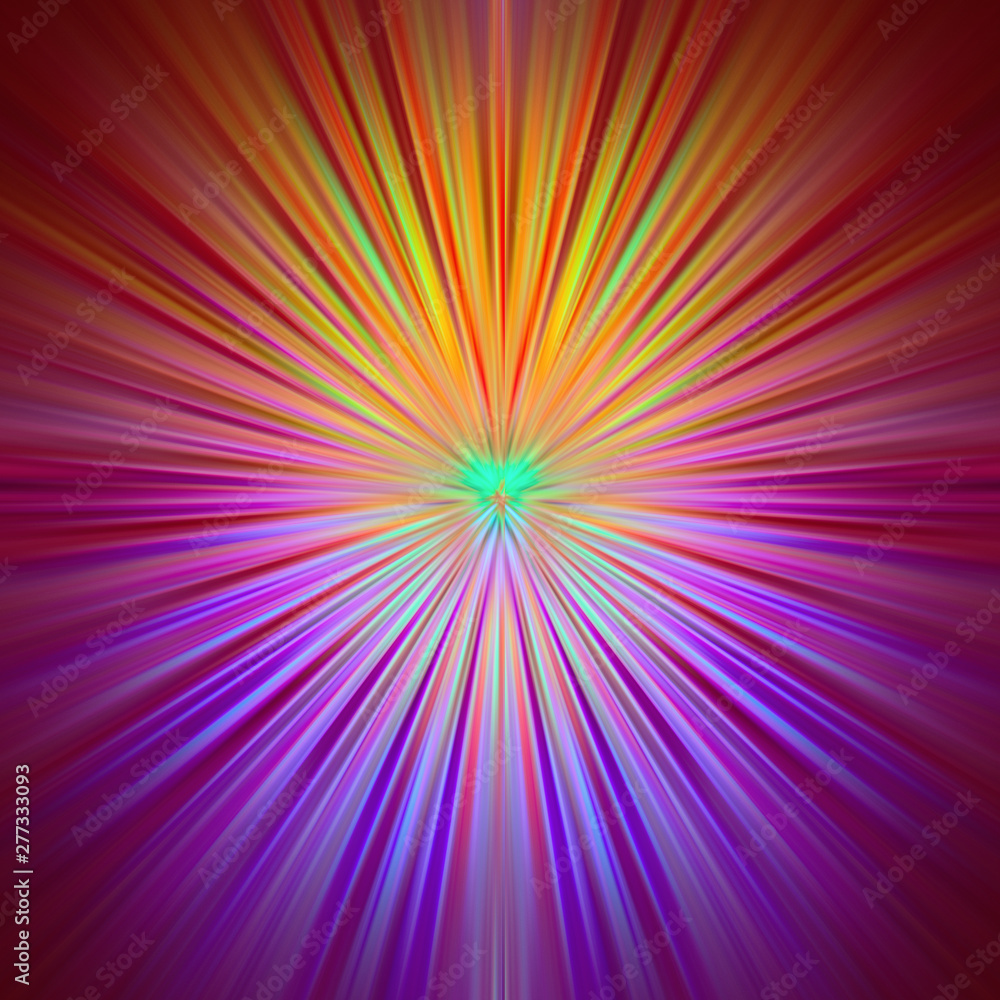 Bright rays of different colors shine from the center Bright rays of different colors shine from the center