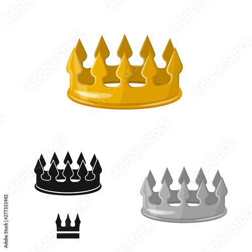 Vector design of medieval and nobility icon. Set of medieval and monarchy stock vector illustration.